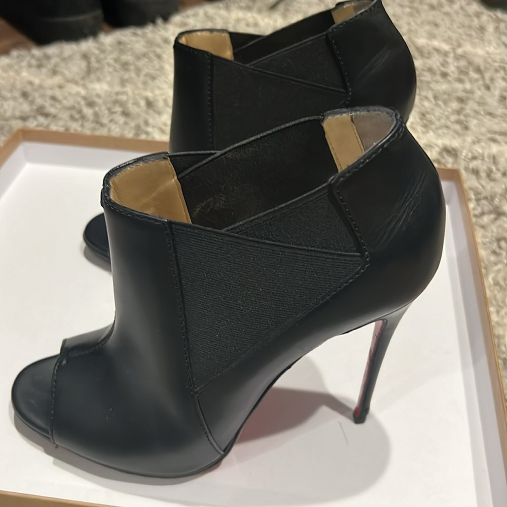 Christian Louboutin Black Peep Toe Heels - Picture 2 of 6
